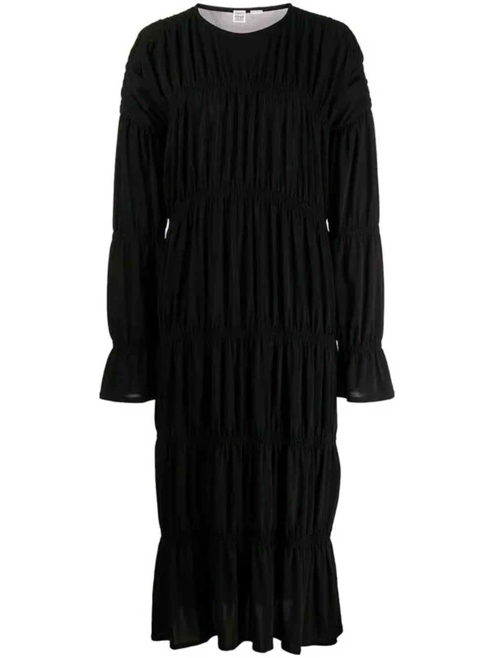 Toteme Black Tiered Long-Sleeve Midi Dress